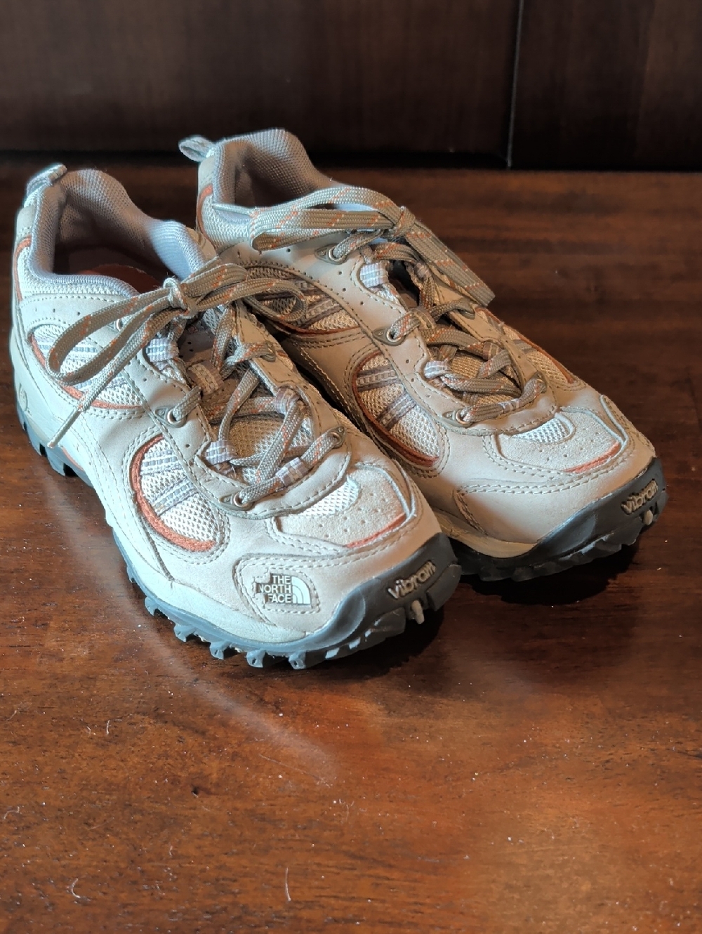 The North Face Tan Trail Sneakers with Orange Trim